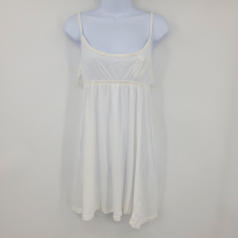 HM White Cotton Empire Waist Spaghetti Strap Sleep Dress Pocket Coquette Y2K